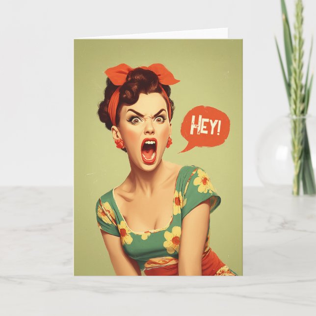 Vintage Pin-Up Power Shout Card (Front)