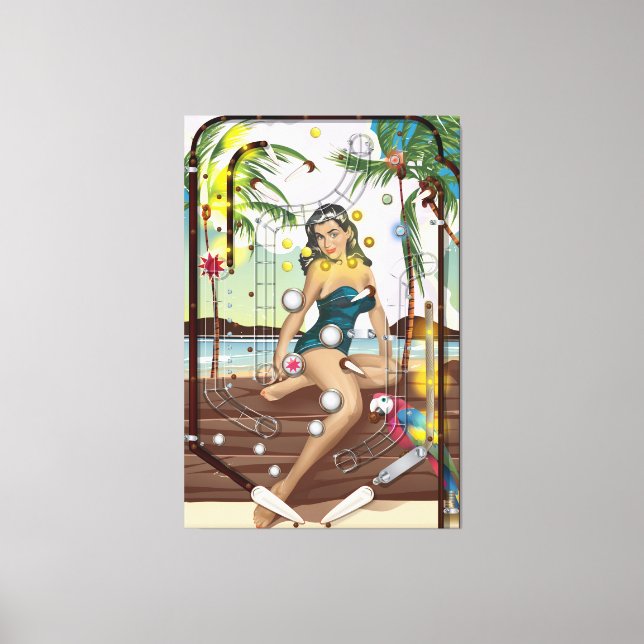 Vintage Pinball Machine game Canvas Print (Front)