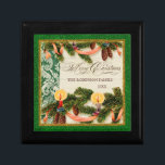 Vintage Pine Cone Bough Damask Candle Chrismas Box<br><div class="desc">COLOR PALETTE: Classic Christmas red, green and gold set the tone for this collection. DESIGN COLLECTION: Vintage Pine Bough, Pine tree, garland Damask. Buy this as a gift for your own family or as a Christmas gift for friends, family or co-workers! It's so easy to personalise and customise the family...</div>