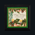 Vintage Pine Cone Bough Damask Candle Chrismas Box<br><div class="desc">COLOR PALETTE: Classic Christmas red, green and gold set the tone for this collection. DESIGN COLLECTION: Vintage Pine Bough, Pine tree, garland Damask. Buy this as a gift for your own family or as a Christmas gift for friends, family or co-workers! It's so easy to personalise and customise the family...</div>