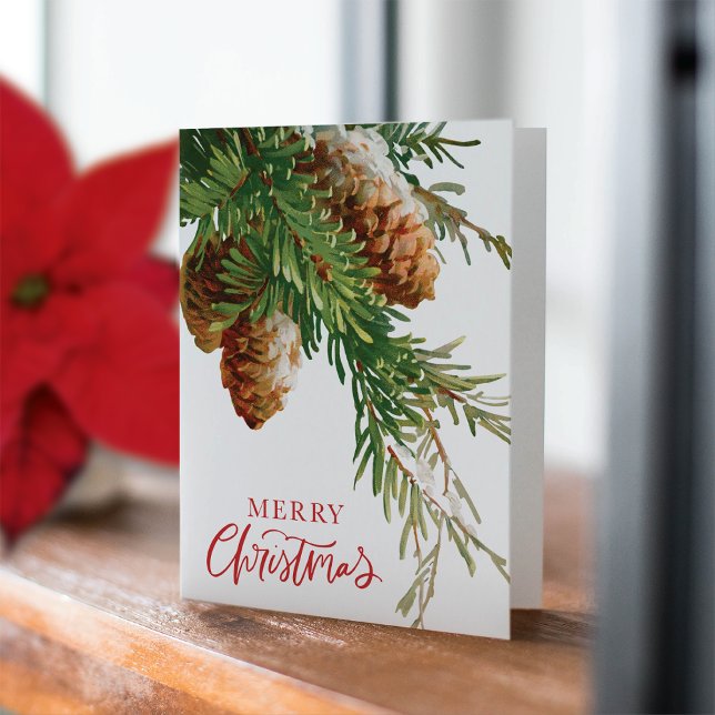 Vintage Pine Cone Greenery Christmas Holiday  Card (Creator Uploaded)