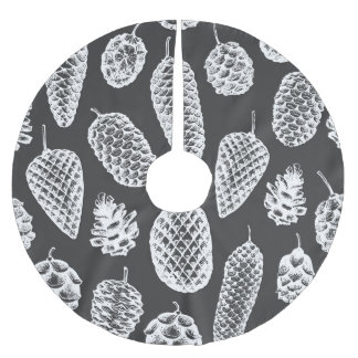 Vintage pine cones, botanical chalkboard. brushed polyester tree skirt