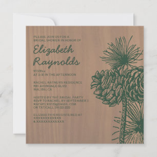 Vintage Pine Cones Bridal Shower Invitations