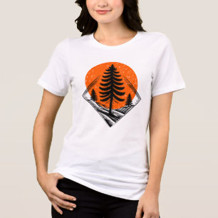 Vintage Pine Forest Sunset T-Shirt Tri-Blend Shirt