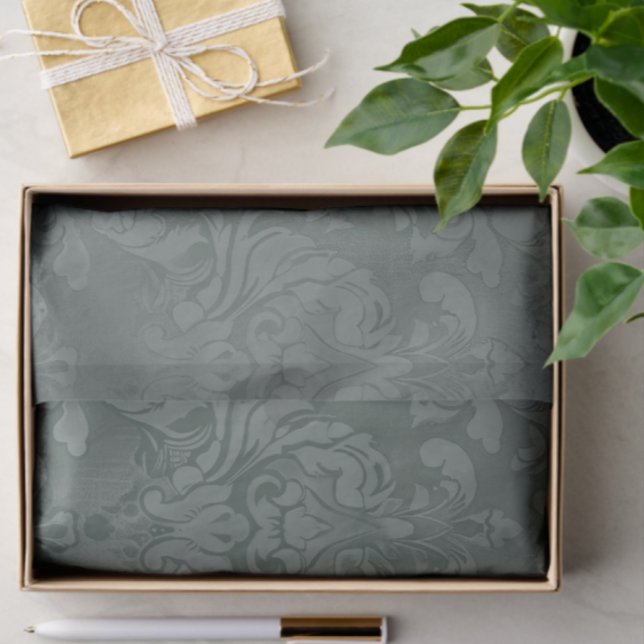 Vintage Pine Green Antique Damask Decoupage  Tissue Paper (Tissue for gifting or crafting decoupage)