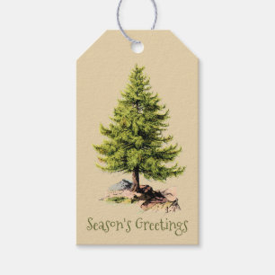 Vintage Pine Tree Season's Greetings Christmas Gift Tags