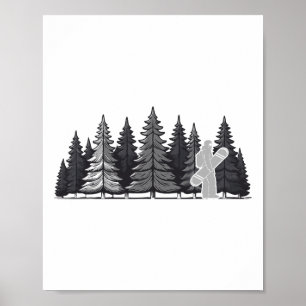 Vintage Pine Tree Snowboard - Cool Snowboarding Poster