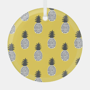 Vintage Pineapple Fun Seamless Illustration Glass Tree Decoration