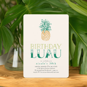 Vintage Pineapple Luau Birthday Party Invitation