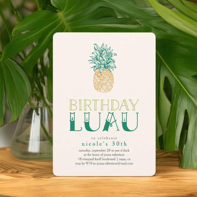 Vintage Pineapple Luau Birthday Party Invitation (Creator Uploaded)