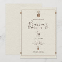 Vintage Pineapple Minimal Elegant Cream Sweet 16