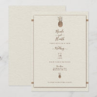 Vintage Pineapple Minimal Elegant Cream Wedding