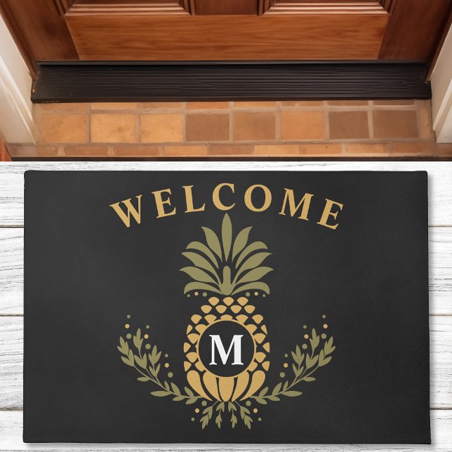 Vintage Pineapple Monogrammed Personalised Doormat (Creator Uploaded)