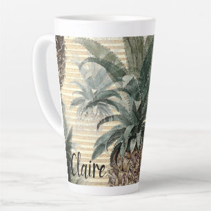 Vintage Pineapple on Gold Foil Striped  Latte Mug