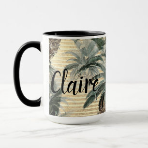 Vintage Pineapple on Gold Foil Striped Mug