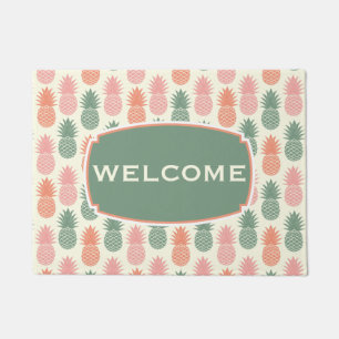 Vintage Pineapple Pattern Add Your Name Doormat