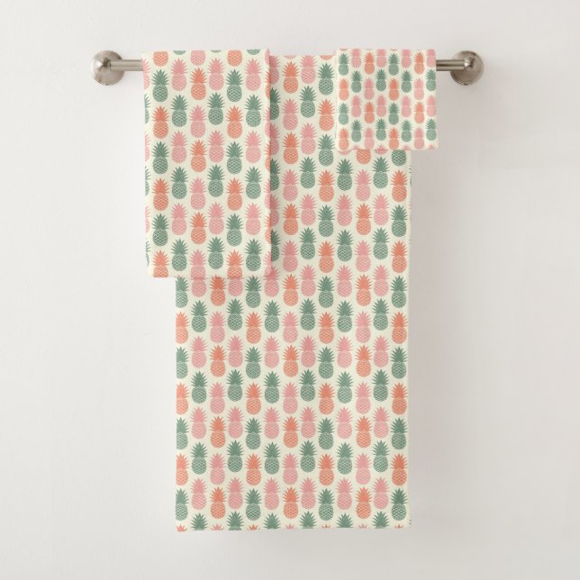 Vintage Pineapple Pattern Bath Towel Set (Insitu)