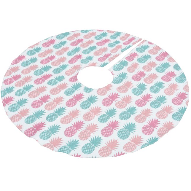 Vintage Pineapple Pattern | Monogram Brushed Polyester Tree Skirt (Angled)