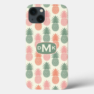Vintage Pineapple Pattern Monogram iPhone 13 Case