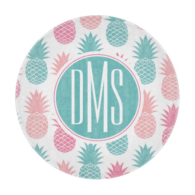 Vintage Pineapple Pattern | Monogram Cutting Board (Front)