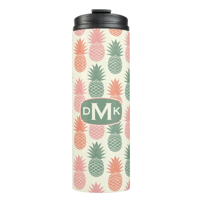 Vintage Pineapple Pattern | Monogram Thermal Tumbler (Front)