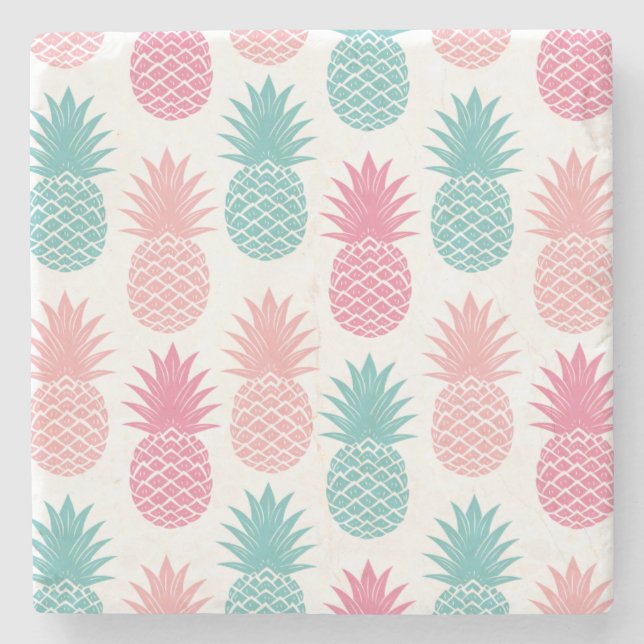 Vintage Pineapple Pattern Stone Coaster (Front)