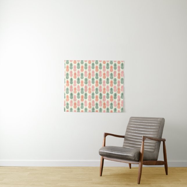 Vintage Pineapple Pattern Tapestry (In Situ (Horizontal))