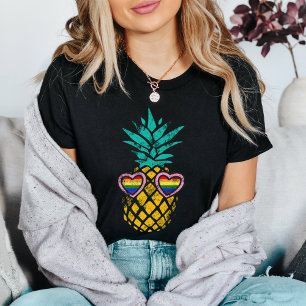 Vintage Pineapple Rainbow Pride Flag Sunglasses T-Shirt