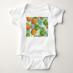 Vintage Pineapple: Seamless Floral Pattern. Baby Bodysuit