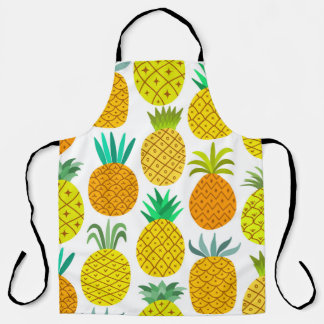 vintage pineapple seamless pattern isolated on whi apron