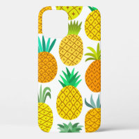 vintage pineapple seamless pattern isolated on whi