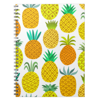 vintage pineapple seamless pattern isolated on whi notebook