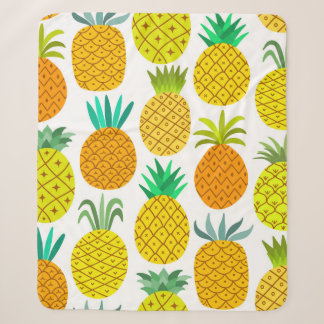 vintage pineapple seamless pattern isolated on whi sherpa blanket