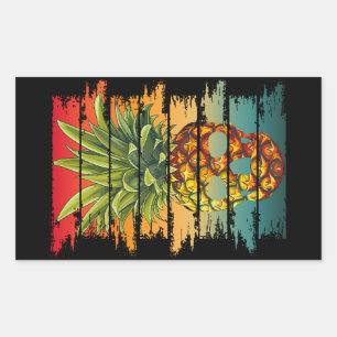Vintage Pineapple Skull Rectangular Sticker