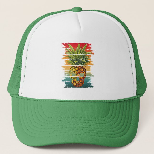 Vintage Pineapple Skull  Trucker Hat (Front)