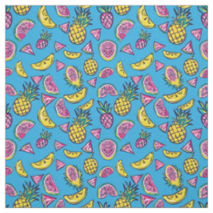 Vintage Pineapple Tropical Pattern Fabric