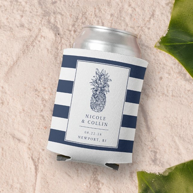 Vintage Pineapple Wedding Favour Can Cooler (Creator Uploaded)