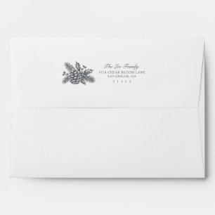 Vintage Pinecone Christmas Holiday - Grey Envelope