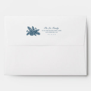 Vintage Pinecone Christmas Holiday - Teal Envelope