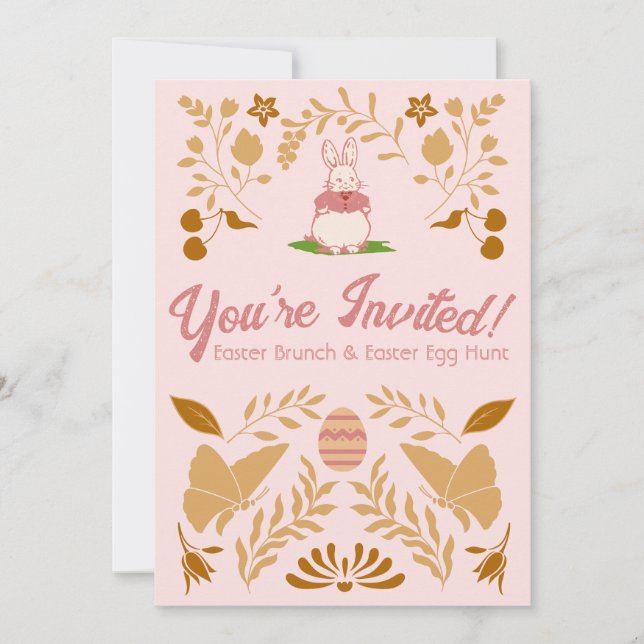 Vintage Pink Aesthetic Easter Invitation (Front)