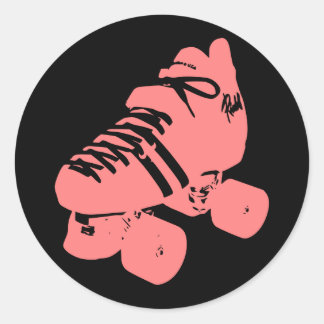 Vintage Pink and Black Roller Derby Skate Sticker