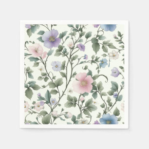 Vintage Pink and Blue Botanical Design Napkin