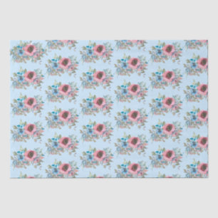 Vintage Pink and Blue Roses All Occasion Tissue Paper