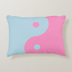 Vintage Pink And Blue Yin Yang Decorative Cushion
