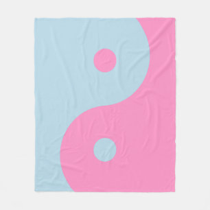 Vintage Pink And Blue Yin Yang Fleece Blanket