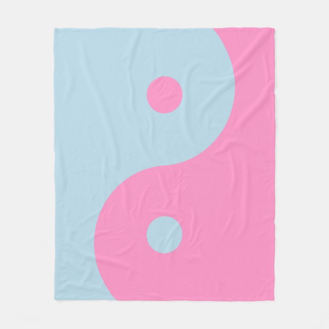 Vintage Pink And Blue Yin Yang Fleece Blanket (Front)