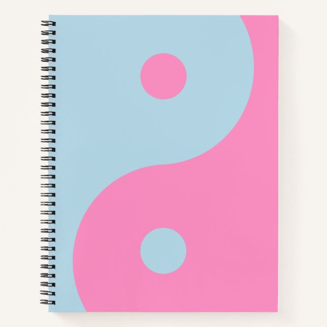 Vintage Pink And Blue Yin Yang Notebook (Front)