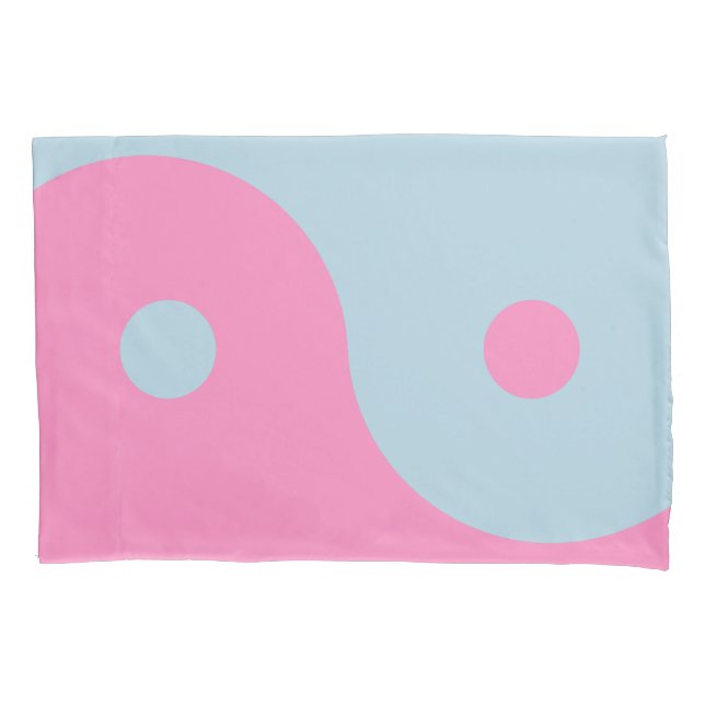 Vintage Pink And Blue Yin Yang Pillowcase (Front)