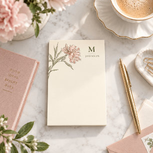 Vintage Pink and Green Watercolor Floral Post-it Notes