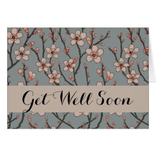 Vintage Pink and Grey Blossom Pattern